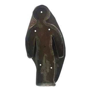 Late 19th Century Large Primitive Tin Boy Cookie Cutter Amish Style Farmhouse Decor For Sale