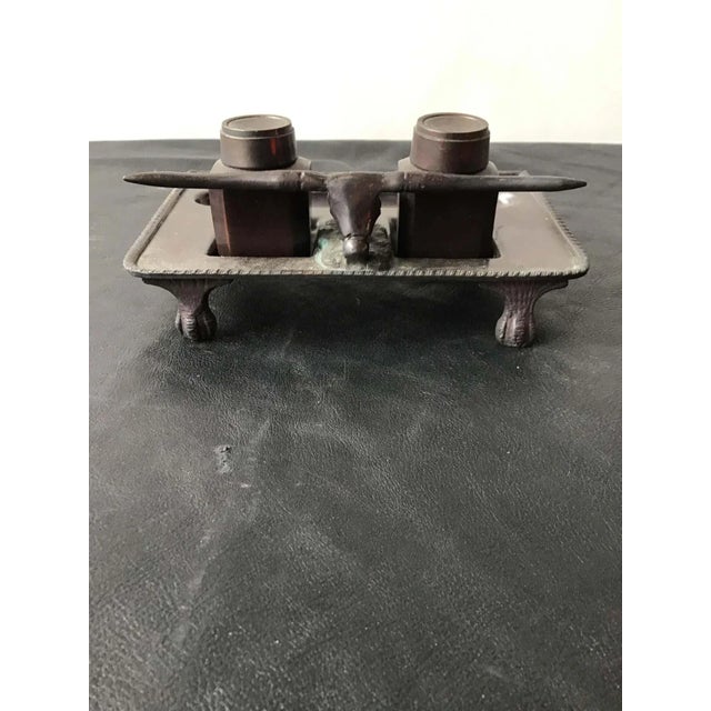 Bronze 1980s Bronze Longhorn Inkwell For Sale - Image 8 of 13