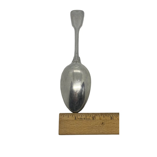 Antique French Christofle “Chinon” Glossy Silver Plate European Place Oval Soup Spoon With Monogram For Sale - Image 11 of 13