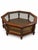 English Vintage Hexagonal Wood, Smoked Glass and Cane Coffee Table For Sale - Image 3 of 10