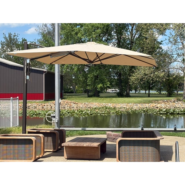 Tuuci® Ocean Master Cantilever Umbrella – 10' Square Bronze | Marine-Grade Canvas | 600 Lb Freestanding Base For Sale - Image 10 of 18