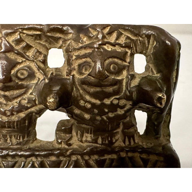 Bronze Ming Dynasty Chinese Bronze Brush Rest: Scholars Openwork Relief For Sale - Image 8 of 10