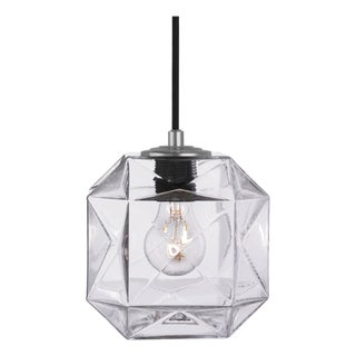 Contemporary Mimo by Oggetti Clear Glass Cube Pendant With Gunmetal Hardware For Sale