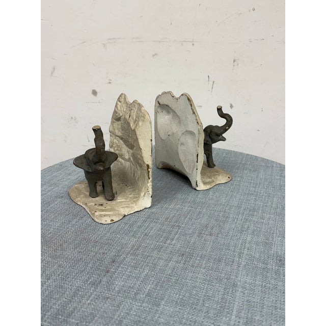 Late 20th Century Vintage Cast Metal Elephant Bookends, Pair For Sale - Image 5 of 12