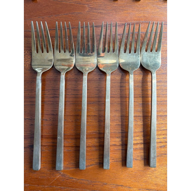 Mid 20th Century Scanline Sigvard Bernadotte Bronze Marked Flatware Service for Six - 30 Pieces For Sale - Image 11 of 11