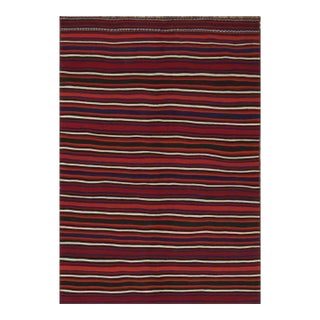 Vintage Persian Kilim Rug in Red, White, and Blue Stripes by Rug & Kilim -5'8''x8' For Sale