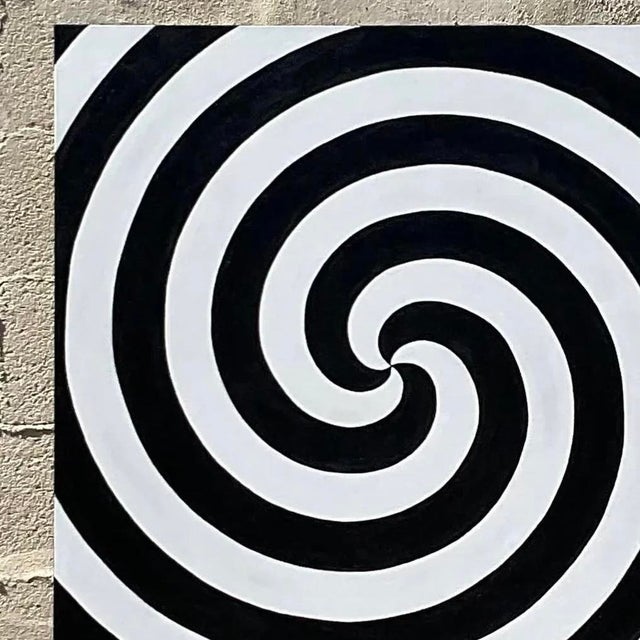 Vintage Op Art Swirl Signed Original Oil Painting For Sale - Image 13 of 14