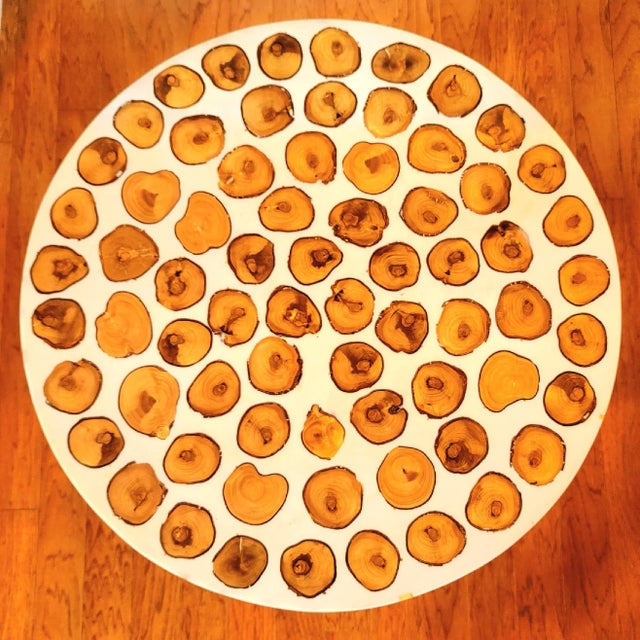 New in stock! Moroccan Handmade resin top side table with a mid-century look. A simple yet unique shape gives this amazing...