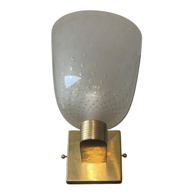 Glass 1980s Italian Campana Glass Sconces With Gold Circle Detail - Set of Six For Sale - Image 7 of 7