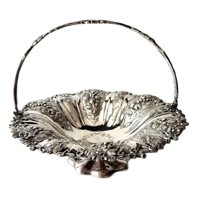 Vintage Silver Plate Swing Handle Basket For Sale