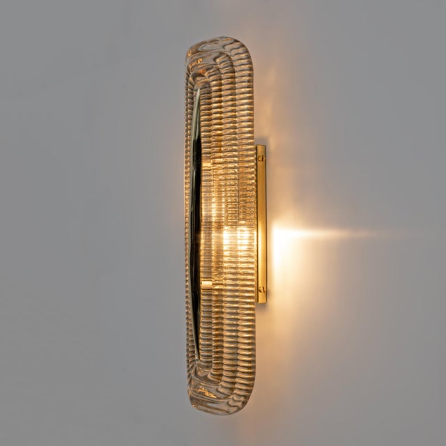 2000 - 2009 Modern Italian Murano Glass and Brass Sconces, 2000, Set of 2 For Sale - Image 5 of 11