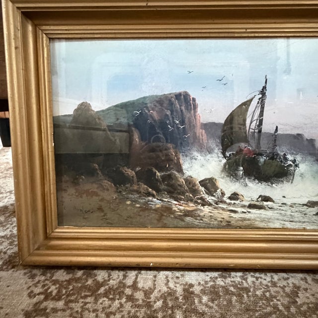 Drawing/Sketching Materials 19th Century Coastal Seascape Pastel Painting With Rocky Coast by Listed Artist Clarence E. Braley (1854-1927) For Sale - Image 7 of 10