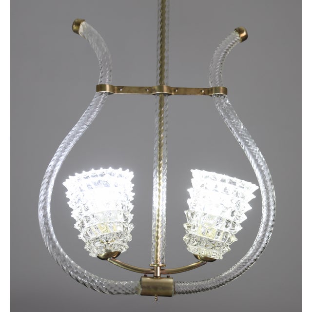 1940s 1940s Amazing 2 Light Clear Rostrato Murano Glass Chandelier by Barovier & Toso For Sale - Image 5 of 15