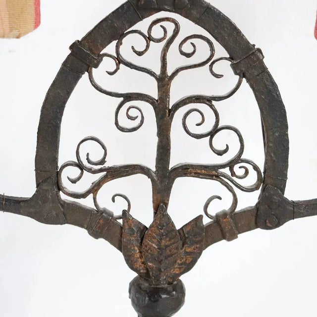 19th Century French Forged Iron 3-Arm Candelabra Table Lamps with Shades - A Pair For Sale - Image 4 of 8