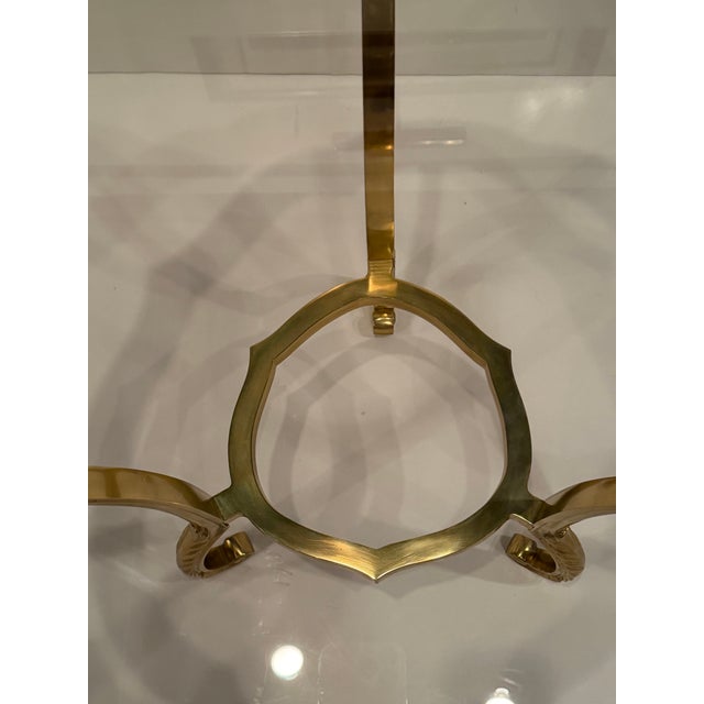 Hollywood Regency Brass & Glass Scalloped Side Tables -a Pair For Sale In Philadelphia - Image 6 of 9