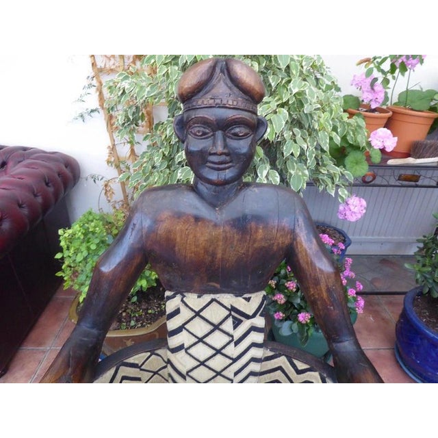 Antique African Carved Hardwood Throne Chair, 1930s For Sale - Image 3 of 17