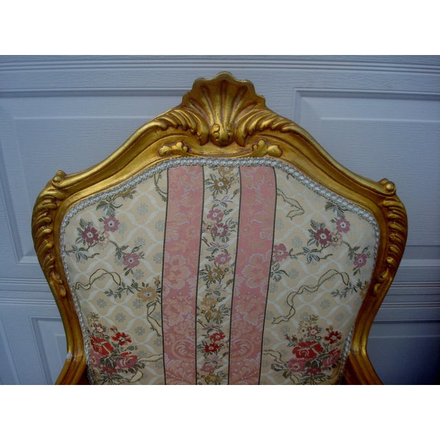 1970s Vintage French / French Provincial Arm Chairs- a Pair For Sale - Image 4 of 14