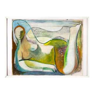 Original Mixed Media Drawing #1, Horizontal Female Reclining For Sale