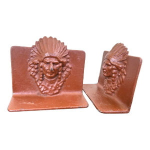 Vintage Native American Figural Cast Metal Bookends – Southwest Style (Pair)