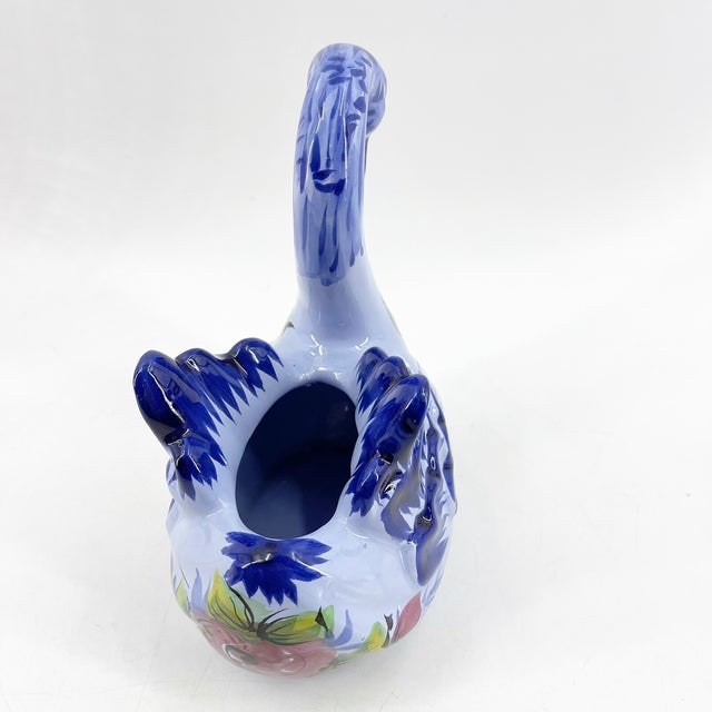 Add elegant European charm to your home with this **Vintage Mid-Century Modern Portuguese Pottery Swan Planter**....