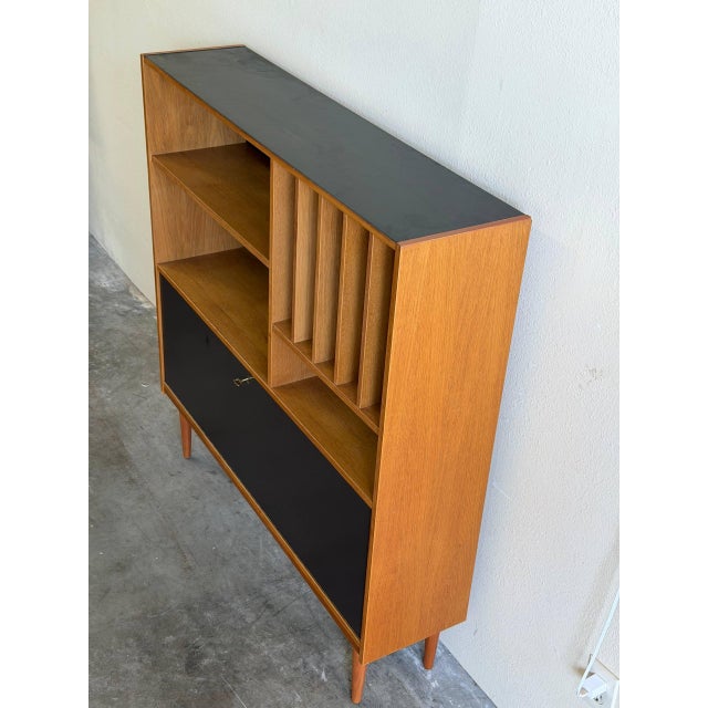 Brown Mid Century Danish Modern Oak Secretary Bookcase by Domino Møbler – Vintage Scandinavian Storage Cabinet 1960s For Sale - Image 8 of 10
