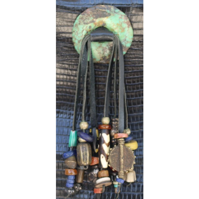 1970s Lizard Skin Gem Tassels Crossbody Bag For Sale - Image 10 of 10