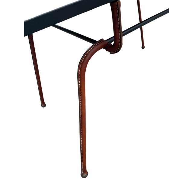 Stitched Leather Cocktail Table by Jacques Adnet, 1950s For Sale - Image 9 of 10