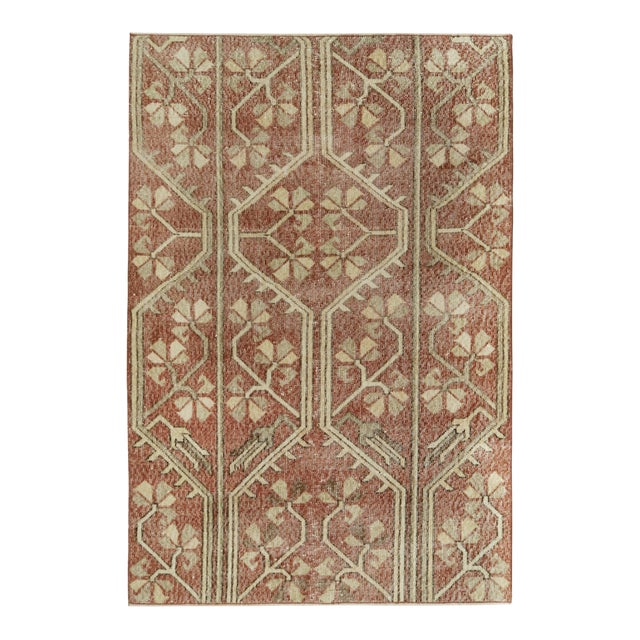 Vintage Zeki Müren Rug in Brown With Beige Pattern, by Rug & Kilim For Sale