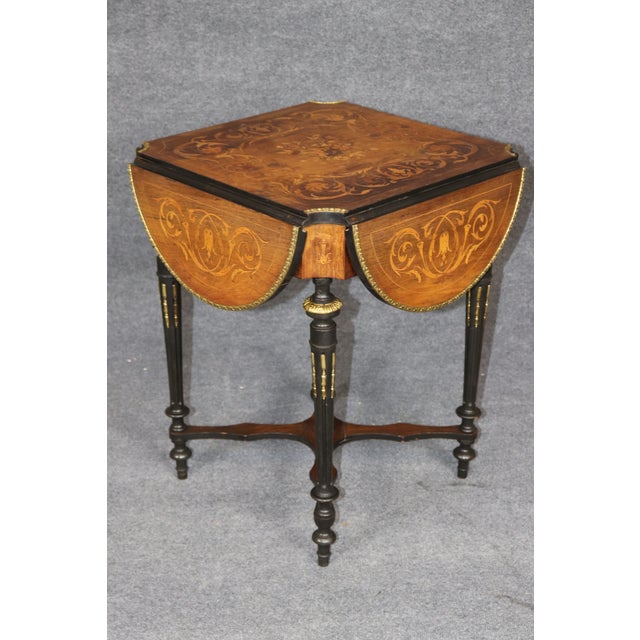 19th C Edwardian Flip Top Napkin Ebonized CardTable For Sale In Philadelphia - Image 6 of 12