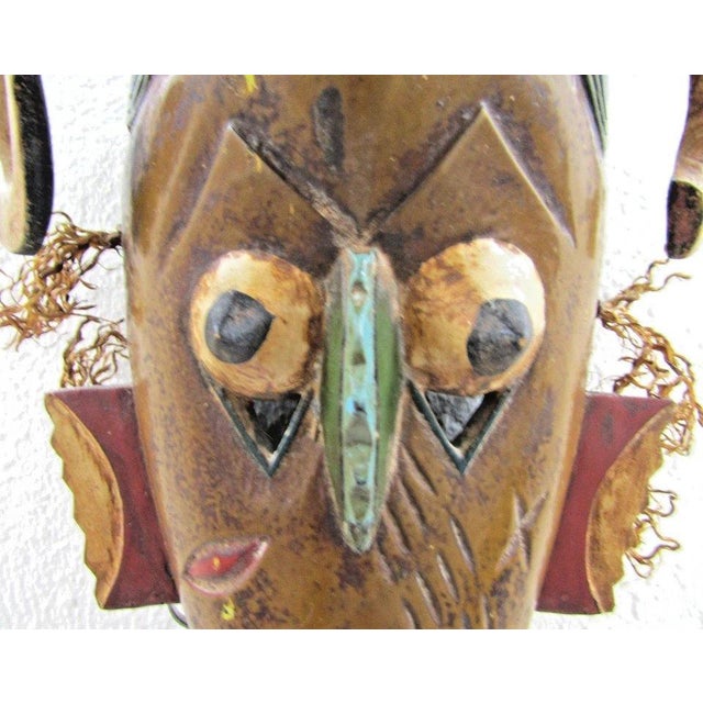 Wood Antique Hand-Carved Polychrome Wooden Gouro Zauli Mask of the Ivory Coast For Sale - Image 7 of 15