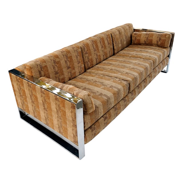 Milo Baughman Chrome Frame Sofa For Sale