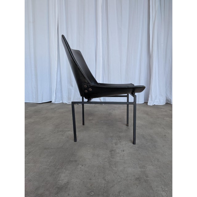 Mid-Century Modern Vintage Lupina Shell Chair in Black Leather by Niko Kralj for Stol Kamnik, 1970s For Sale - Image 3 of 18