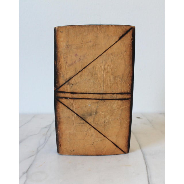 Vintage folk art wooden mbira kalimba African instrument. No makers mark. Natural splitting to wood. Pictured.
