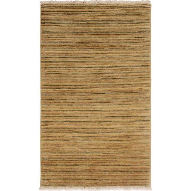 Boho Chic Gabbeh Beige/Green Wool Rug - 3'1'' X 4'11'' For Sale - Image 10 of 10