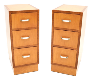 Art Deco Satinwood and Walnut Bedside Chests, 1930s, Set of 2