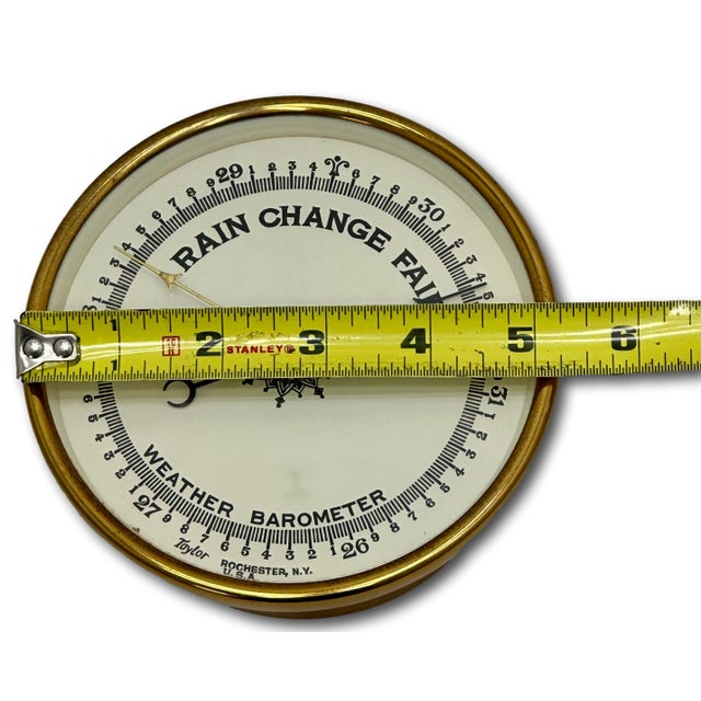 Good Quality Antique Brass Ships Weather Barometer by Taylor Rochester New York - Circa Early 20th Century For Sale - Image 16 of 17
