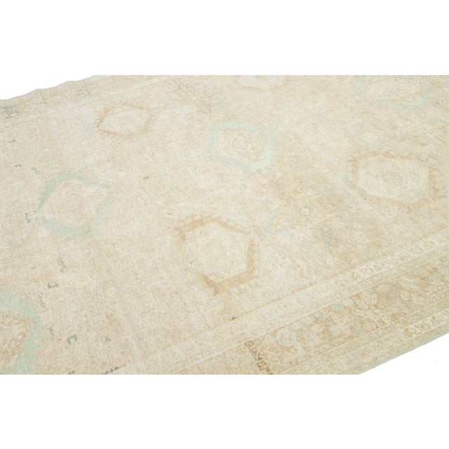 Textile 1920s Antique Persian Heriz Beige Wool Rug With Allover Design For Sale - Image 7 of 11