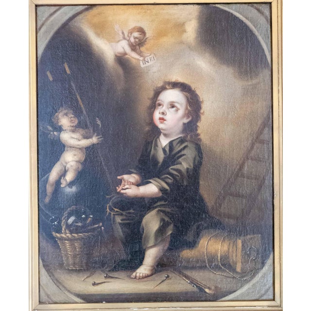We are selling this well painted Spanish Sevilla school Old Master. This painting features a young boy with elements...