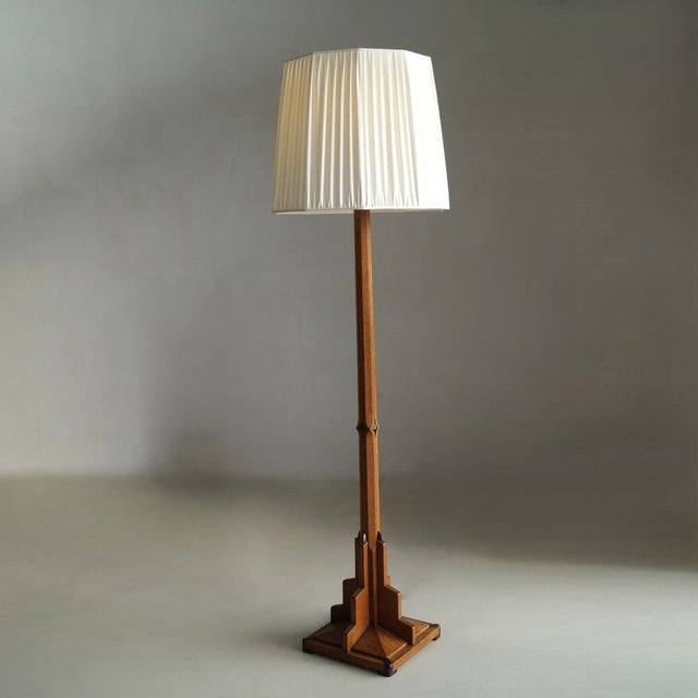 Dutch Art Deco Amsterdamse School Floor Lamp in Oak and Macassar Ebony, 1920s For Sale - Image 9 of 9