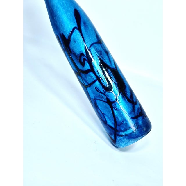 Blue Robert Held Art Glass Iridescent Blue Bud Vase For Sale - Image 8 of 11