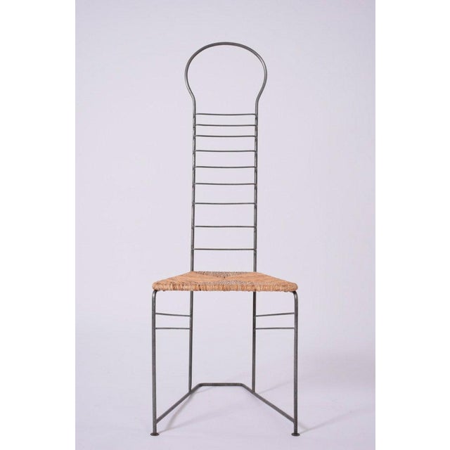 Iron and Straw Chairs, 1980s, Set of 2 For Sale - Image 4 of 4