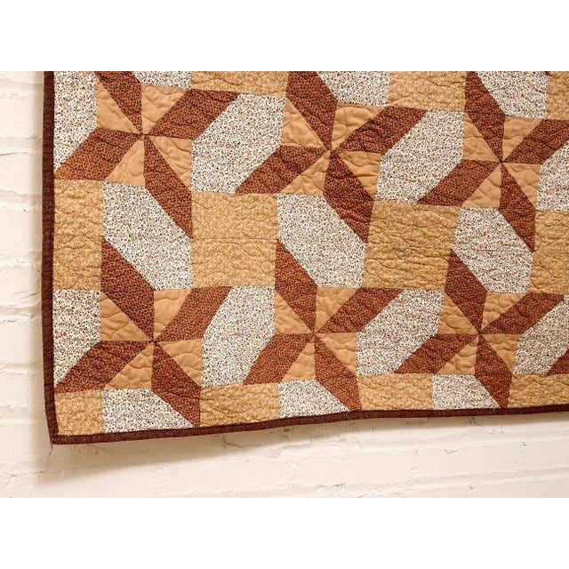 Brown Geometric Quilt For Sale In Los Angeles - Image 6 of 12