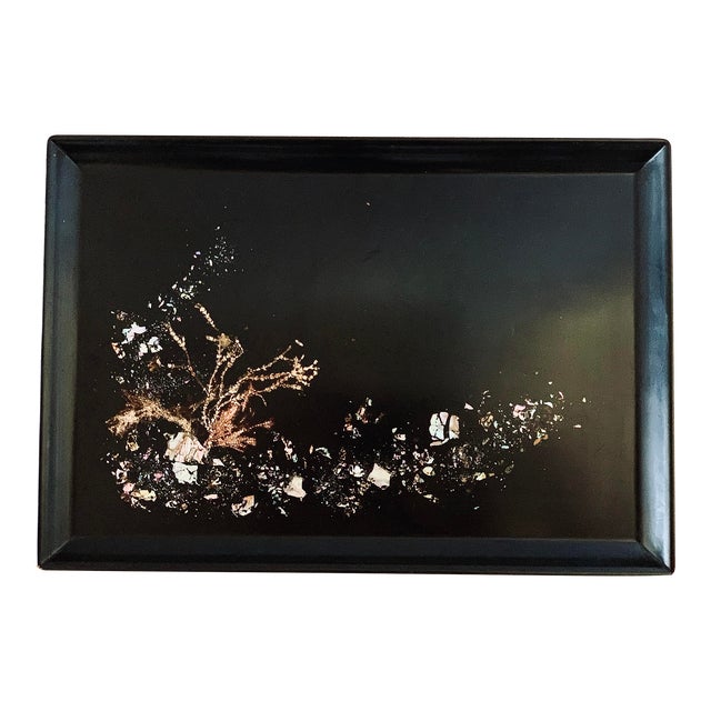 1960’s ‘Seascape’ Coral Reef Classic Vintage Mid-Century Couroc of Monterey Serving, Bar Tray For Sale