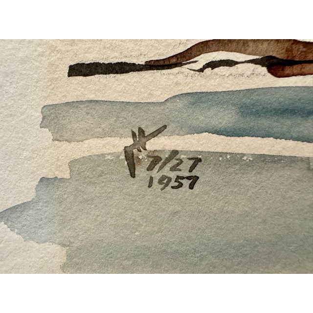 1950s Henry Emil Salloch Original Watercolor on Paper Bonaventure Island, 1957. For Sale - Image 5 of 7