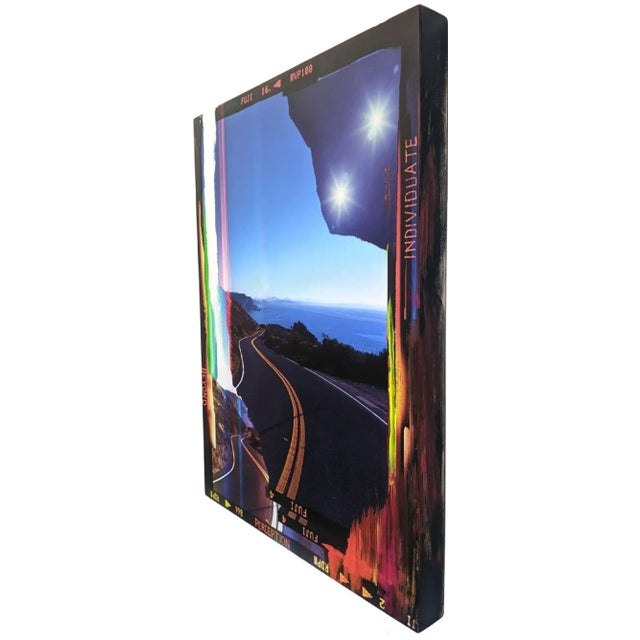 Contemporary Abstract Photograph Acrylic Paint on Wood Mount Photography/Painting "Meta Road, Individuate, California Hwy 1" by Jason Engelund For Sale In San Francisco - Image 6 of 7