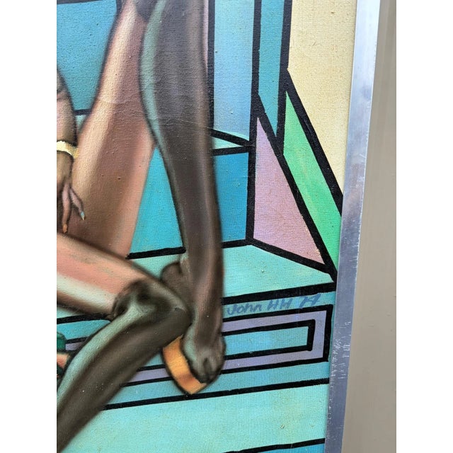 2020s Pair of Monumental Figurative Surrealist Paintings, Signed “John h.h.” 1974 For Sale - Image 5 of 12