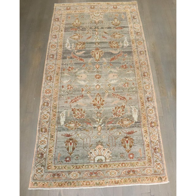 1920s Persian antique malayer small rug in predominant grays
