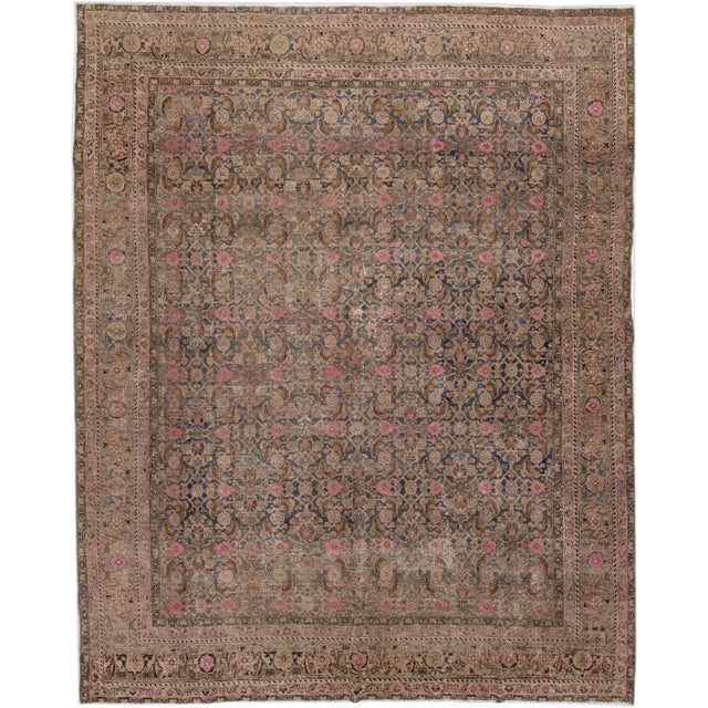 Textile Antique Bidjar Handmade Gray Wool Rug With Allover Floral Pattern For Sale - Image 7 of 7
