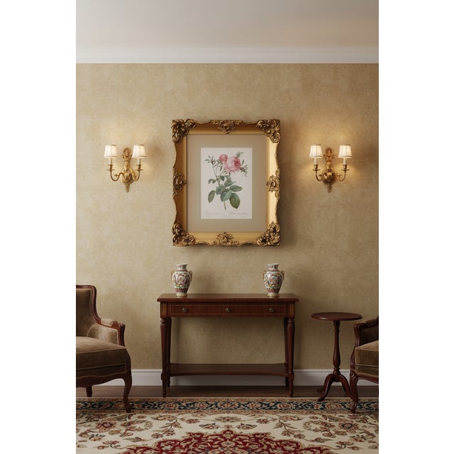 Mid 20th Century Large Framed Pierre-Joseph Redouté "Rosa Centifolia Foliacea" Botanical Reproduction Print For Sale - Image 11 of 11