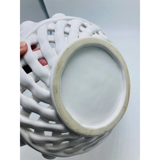 1970s Italian Ceramic Ruffle, Basket Weave Bowl For Sale - Image 5 of 6